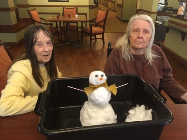 April Blizzard Snowman at Oak Park Senior Living